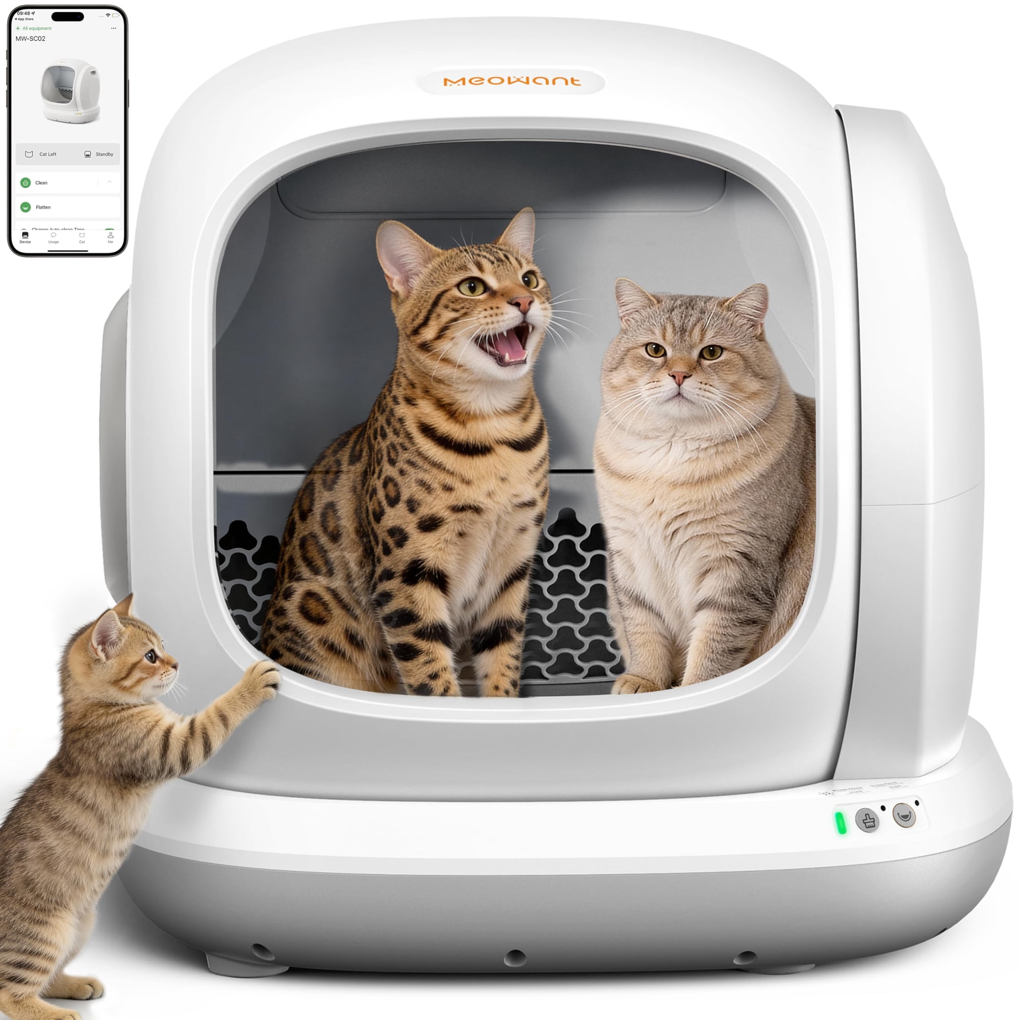 Caja De Arena Autolimpiante Para Gatos Meowant De 75 Litros Para Varios Gatos, Color Gris