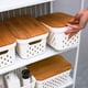 thumbnail image 2 of Contenedor de Almacenamiento de Plástico con Tapa de Bambú Cestas de Organización 4,5 L, 2 of 7
