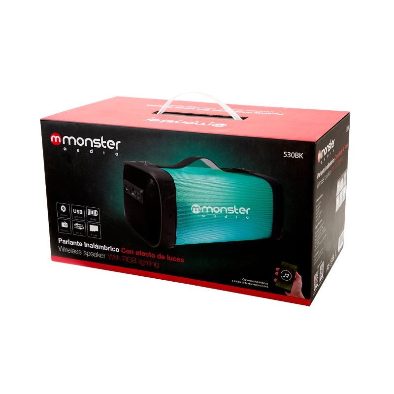 Monster - Parlante Bazooka Cuadrada Con Luz Bluetooth / 530bk