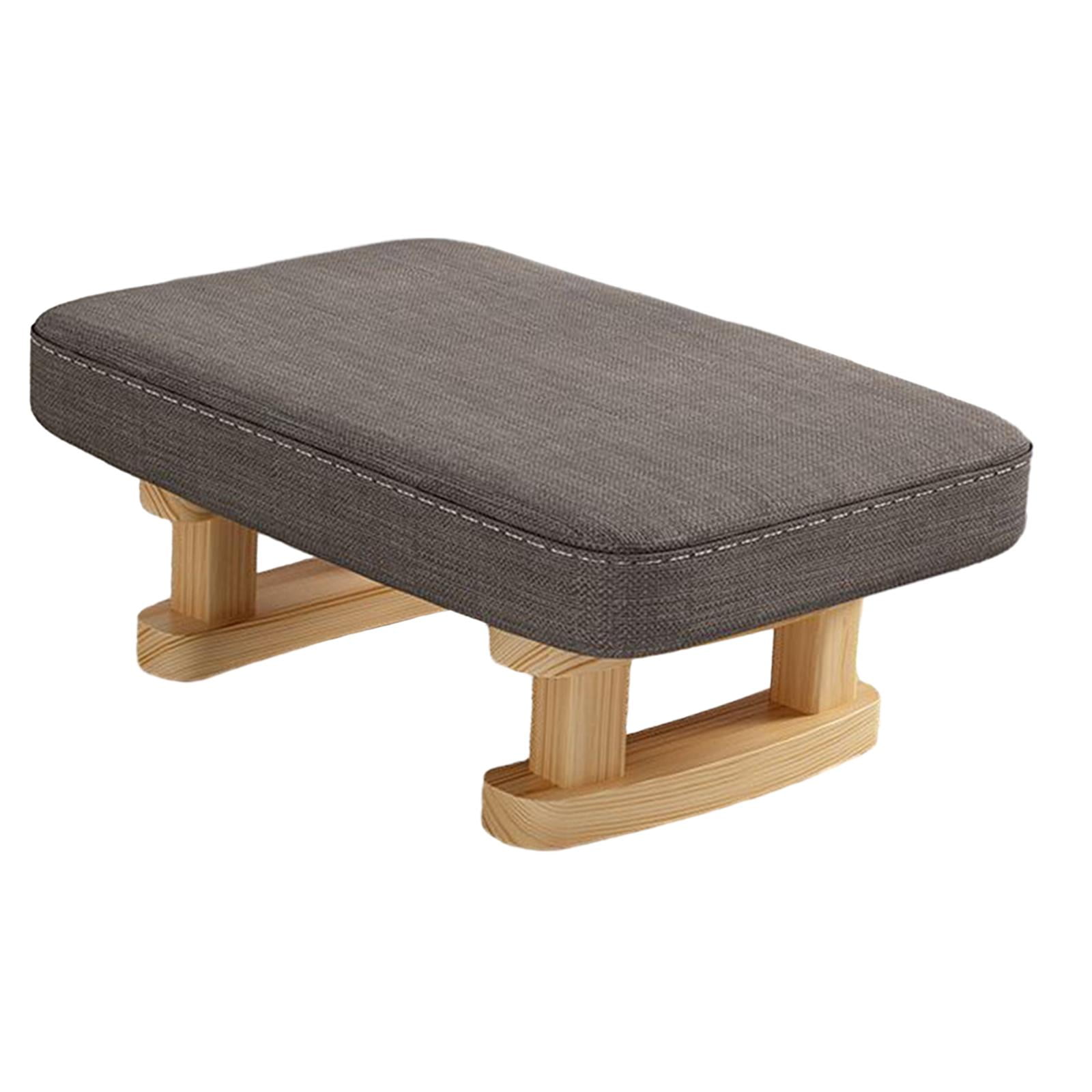 Magideal - Reposapiés Con Patas De Madera Taburete Otomano Pequeño, Multifuncional, Decorativo, Rectángulo, Taburete Acolchado Para Pies Para Habitación De Invit Gris Oscuro