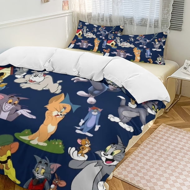 Tom And JerryCartoon Collection 3-Piece Comforter Set, Personalized Bedding Decor for Kids And Teens Bed Sheets