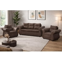 Genérico - Juego De Living Zara 311 Tela -Pu Chocolate