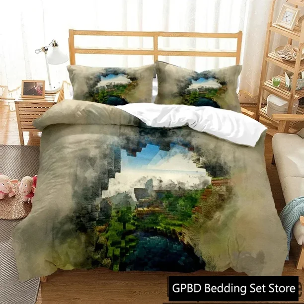 Mine Sandbox Games Duvet CoverBedding sets Soft Quilt Cover and Pillowcases for Teens Kids DoubleKing