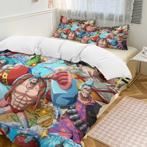 FRANKY Bed Duvet Cover Funny Anime Cartoon Bedding Sets Lightweight 3 Piece Comforter Sets