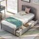 thumbnail image 1 of Twin Platform Storage Bed Wood Bed Frame with Two Drawers and Headboard, Gray, 1 of 3