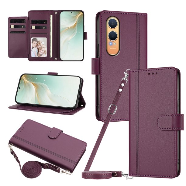 Funda Billetera de Cuero Sintético para OnePlus Nord CE4 Lite 5G, Morado Oscuro