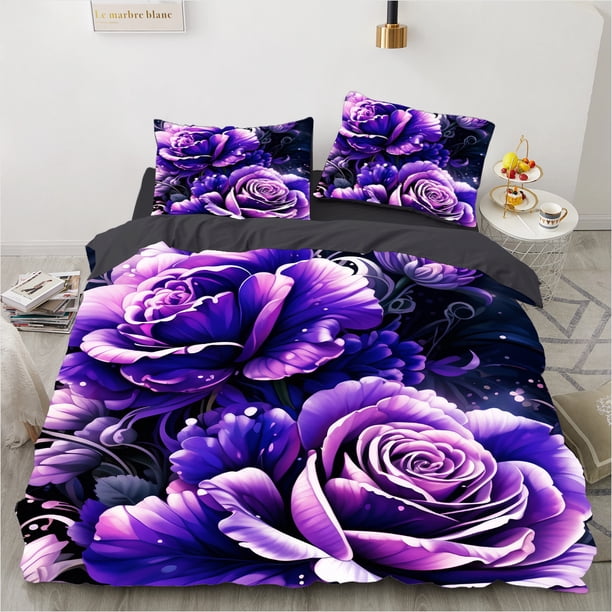 x163 Bed SheetsLuxury Duvet Cover Floral Exotic European Bed Set Blue Flowers Retro Comforter Bedding Sets for Bedroom Wedding 3-Piece Bedding Set (1 Duvet Cover + 2 Pillow Shams) nj163