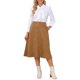 thumbnail image 2 of INSPIRE CHIC Falda de Mujer de Gamuza Sintética con Cintura Alta Elástica para Otoño Invierno, Falda Midi de Línea A para Trabajo con Bolsillos XL Marrón, 2 of 6
