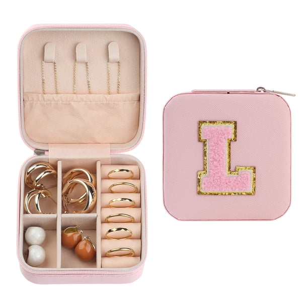 Organizador de Joyas Pequeño REGALWOVEN con Espejo, Caja Organizadora de Joyas, Regalos de Cumpleaños para Mujeres, Niñas, Amigas Rosa L