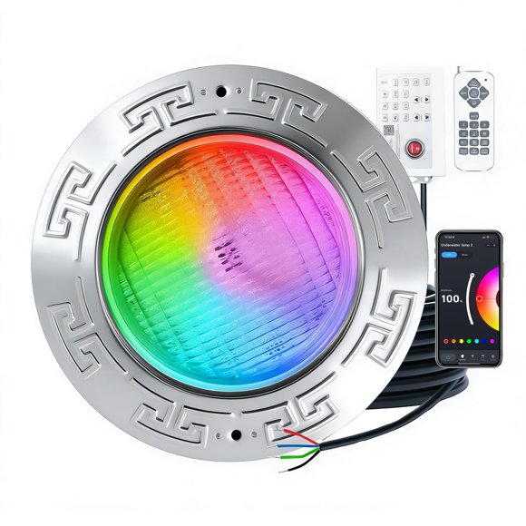 Luz para piscina Jyexin JX-HW-60W de 27 cm RGB 12 V con cable de 15 m