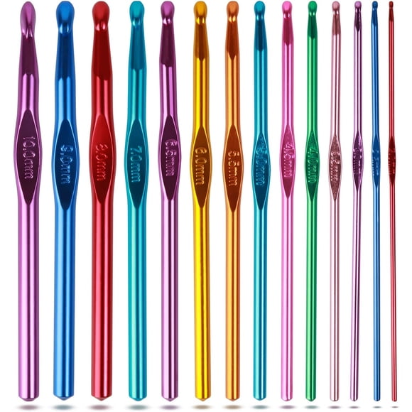 Ganchos de Crochet Hanmir de Aluminio, 2.0-10.0 mm, 14 Unidades, Ergonómicos