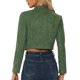 thumbnail image 3 of INSPIRE CHIC Chaqueta Recortada de Mujer de Imitación de Gamuza Doble Botonadura Cuello Alto Cremallera Manga Larga Abrigo L Verde, 3 of 6