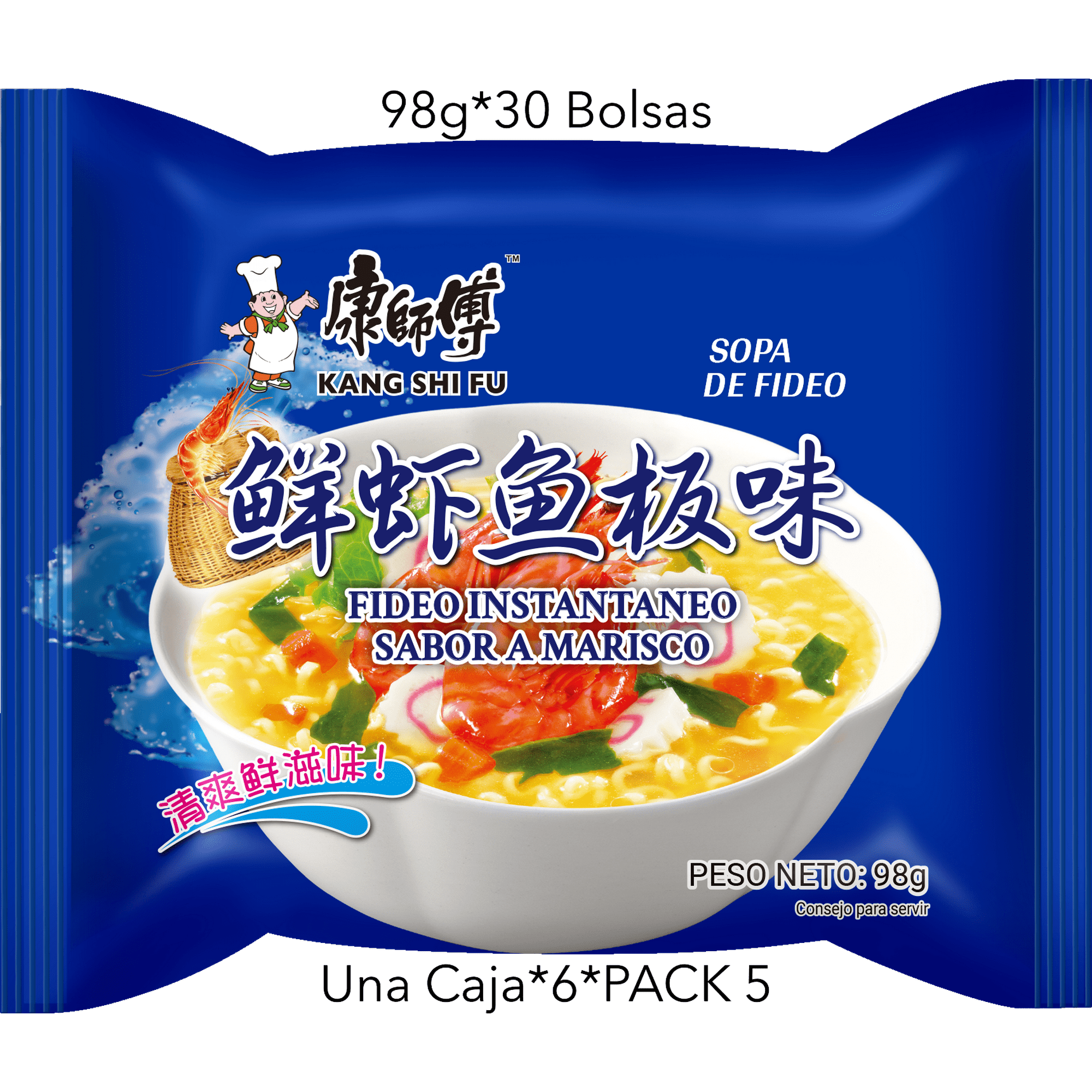 Fideo Instantaneo Kang Shi Fu Sabor A Marisco 98g*30 Bolsas