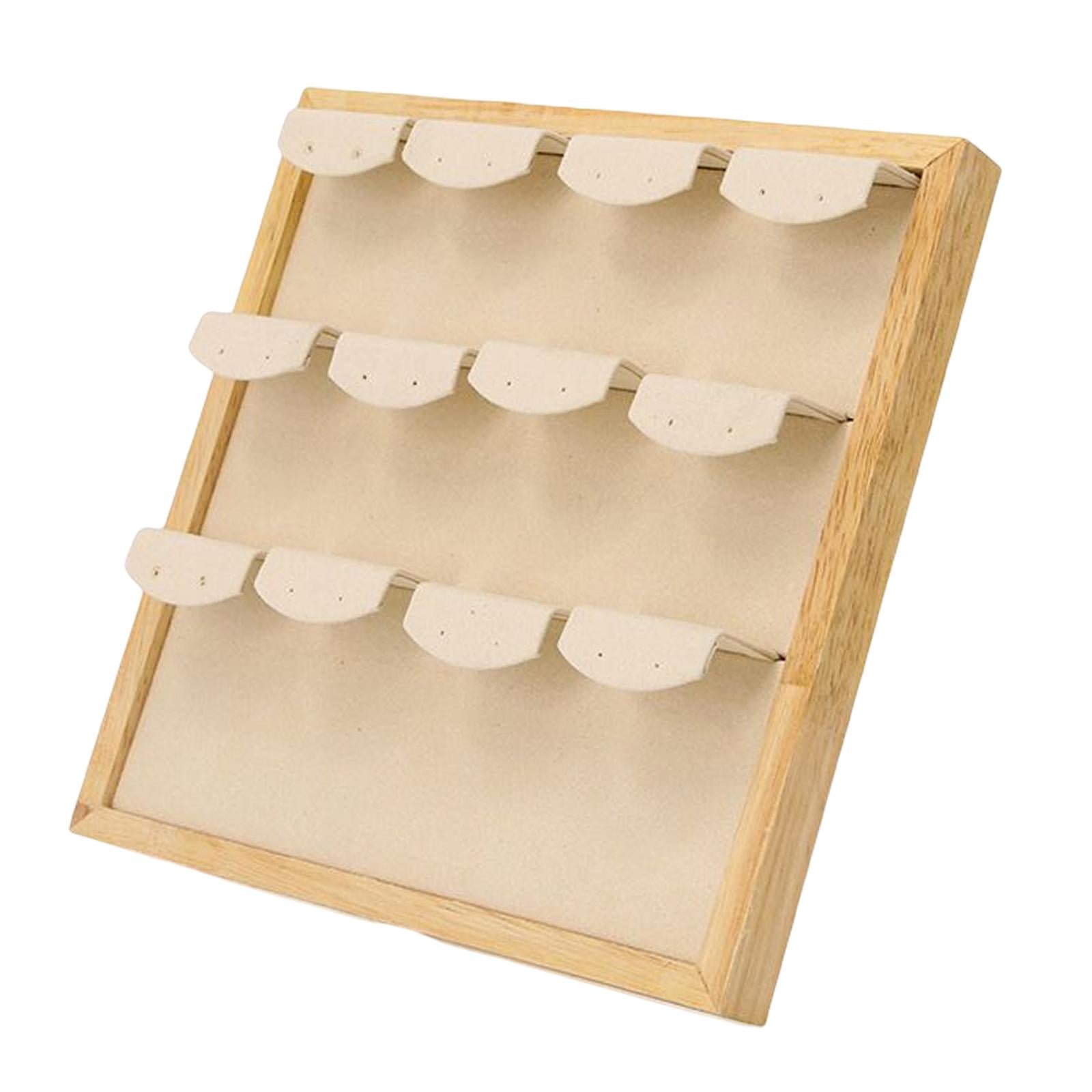Magideal - Soporte De Exhibición De Aretes, Bandeja De Exhibición De Joyería De Madera, Estante Organizador De Joyería Para Exhibiciones De Artesanía Decorativa Blanco