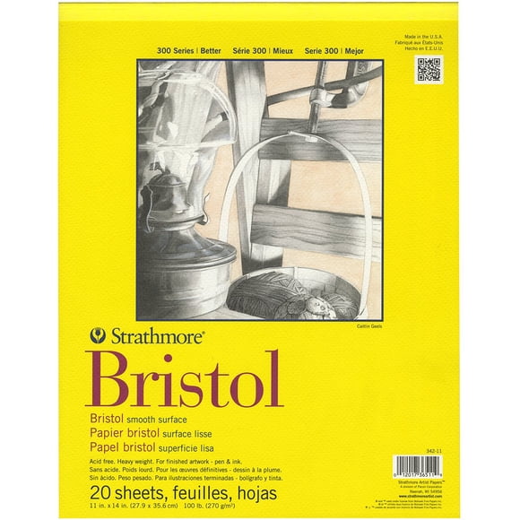 Bloc de papel Strathmore Serie 300 Bristol, 27 x 35 cm, 20 hojas