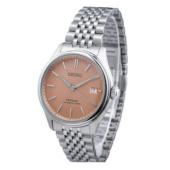 Reloj Presage Classic Araigaki Automático Esfera Naranja Acero Inoxidable 100m Para Hombre Spb467j1