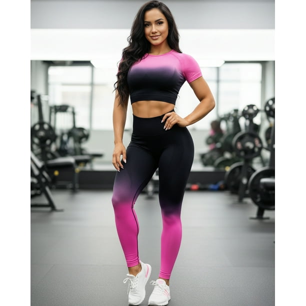 Conjunto deportivo Mujer degradé calza push up