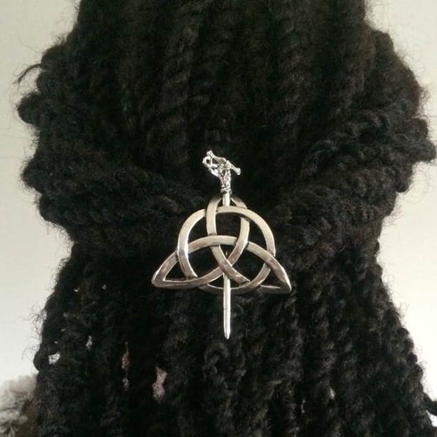 Viking Celtic Hair Clips - Silver Knotted Hairpin for Ladies & Women