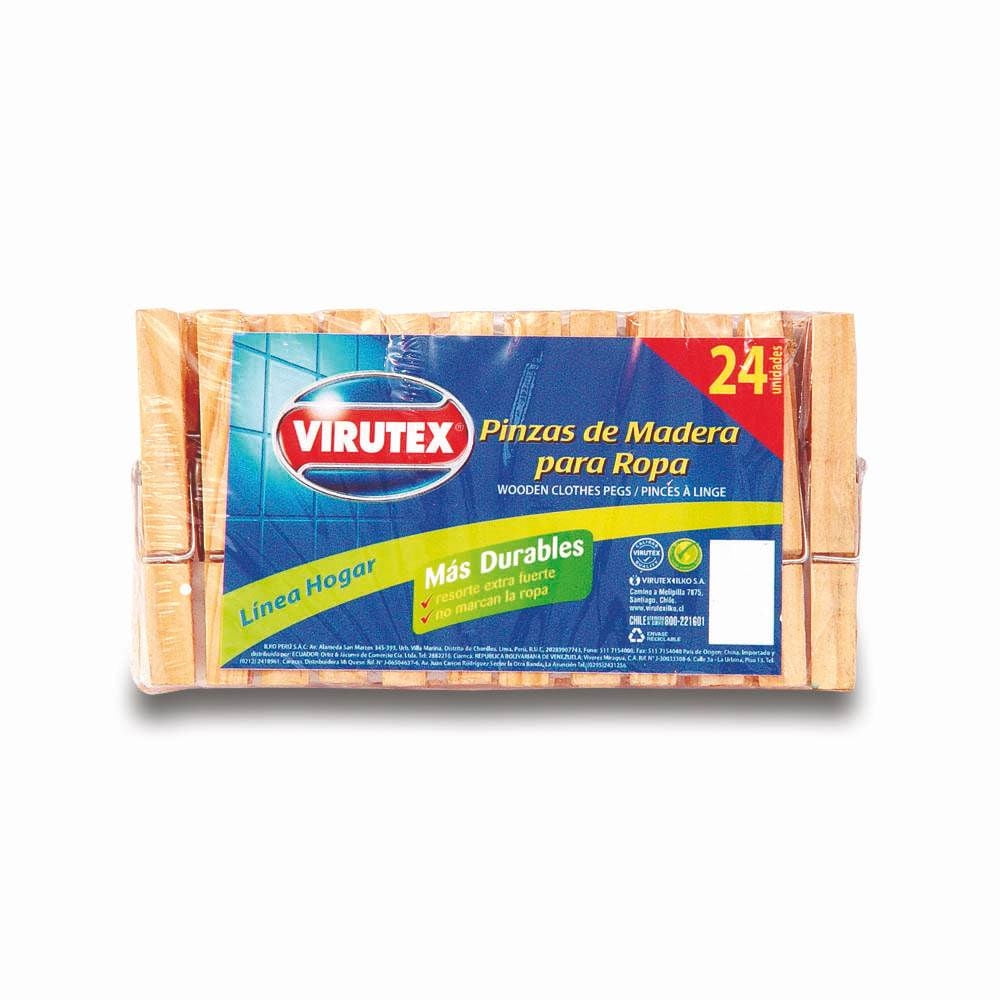 Virutex - Pinzas Para Ropa De Madera X24