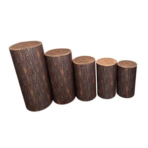 Magideal - 5X Cubiertas De Zócalo Cilíndrico, Cubiertas De Pedestal De Postre, Mantel De Decoración, Cubiertas De Soporte De Zócalo Cilíndrico Portátil Para Boda Grano De Madera