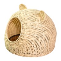 Magideal - Cama Para Dormir Para Gatos Perrera Lavable Imitación De Ratán Suministros Para Mascotas Semicerrados Cama Para Mascotas Hecha A Mano Para Gatitos De 45Cmx45Cm