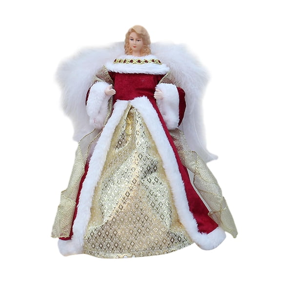Angel Treetop Adorno De árbol De ángel De 12 Pulgadas Para Tienda, Mesa, Café, Rojo