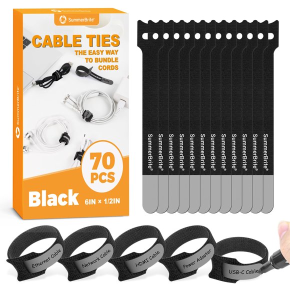 Bridas Summerbrite 15 cm negras 70 piezas con zona escribible