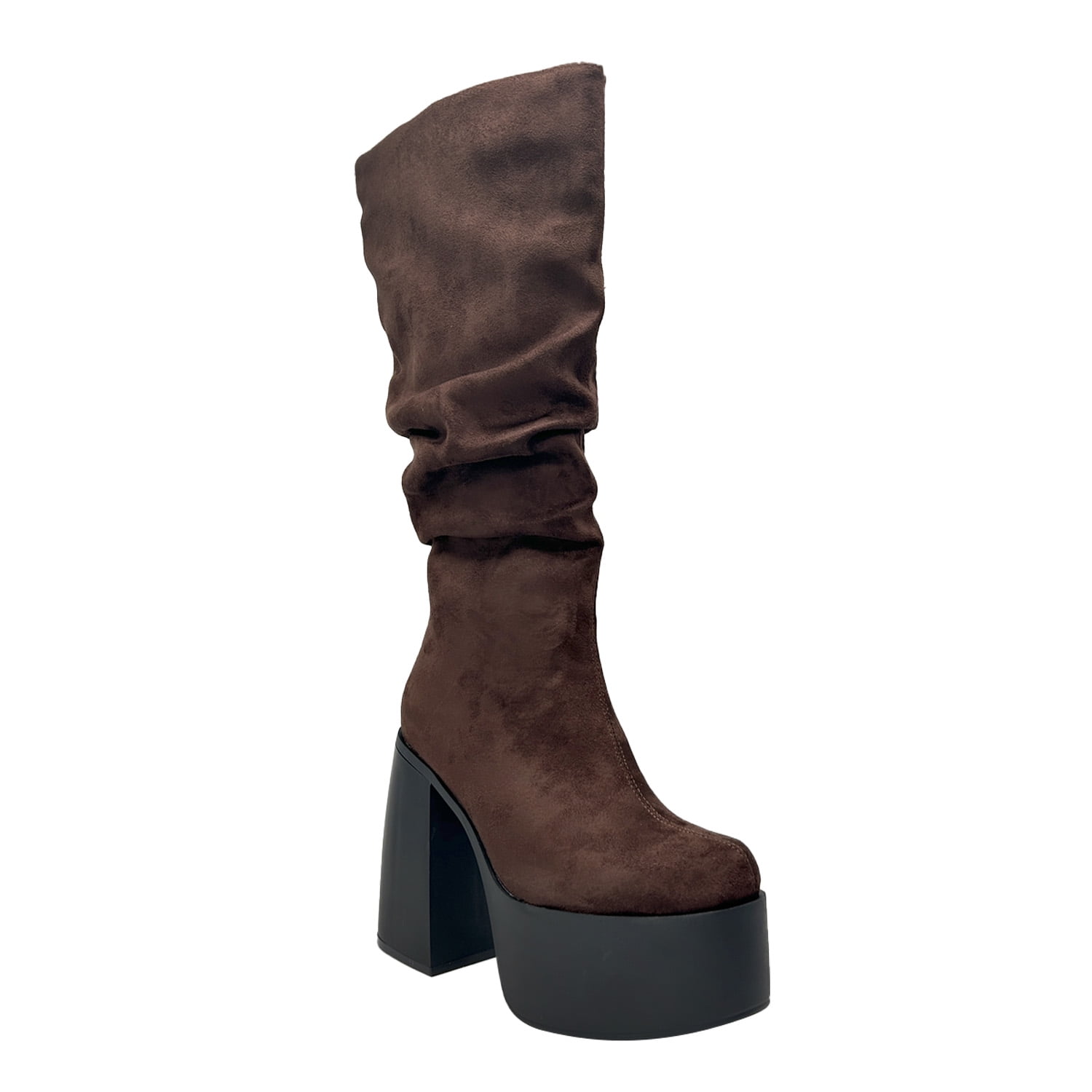 Danicolle Calzado - Bota Para Mujer Estilo Corrugado Y Platadorma Alta Cafe