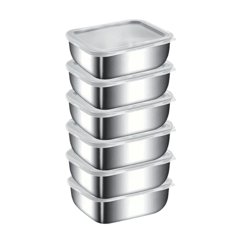 Recipientes Herméticos Belug De Acero Inoxidable Para Cocina 6Pzs Plata