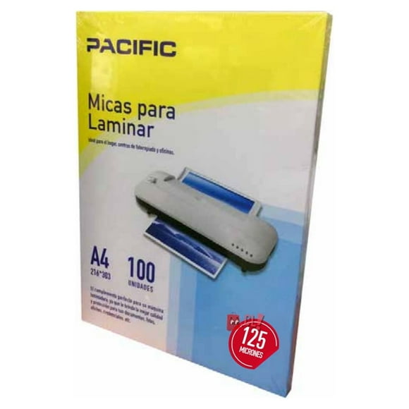 100 Laminas Micas Termolaminadora A4 125 Micrones - Ps