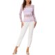 thumbnail image 2 of INSPIRE CHIC Blusas de Mujer con Mangas Largas Abullonadas Semi Transparentes de Encaje Floral XL Púrpura Claro, 2 of 7