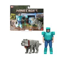 Figura De Acción Mattel Minecraft Steve Y Lobo 2-Pack