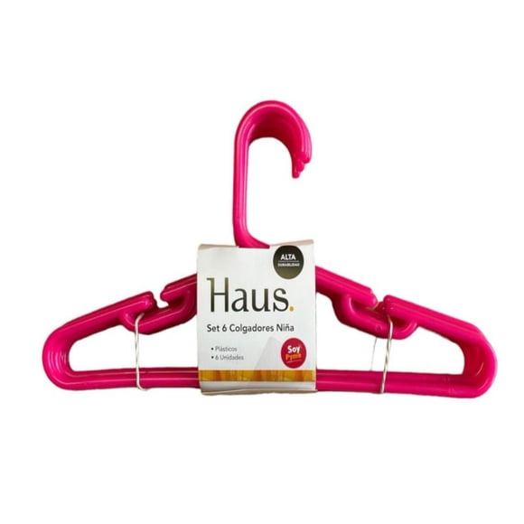 Colgador De Ropa Niña Plastico 6 Piezas Rosado