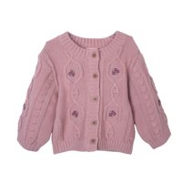 Pillin - Chaleco Bebé Niña Con Botones Bordado Flores Palo Rosa