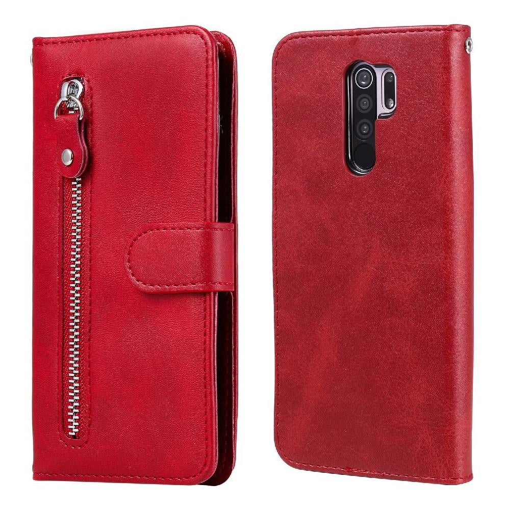 Gangxun - Funda Con Cremallera Para Xiaomi Redmi 9, Carcasa Cartera De Cuero Pu Con Soporte Y Tarjetero