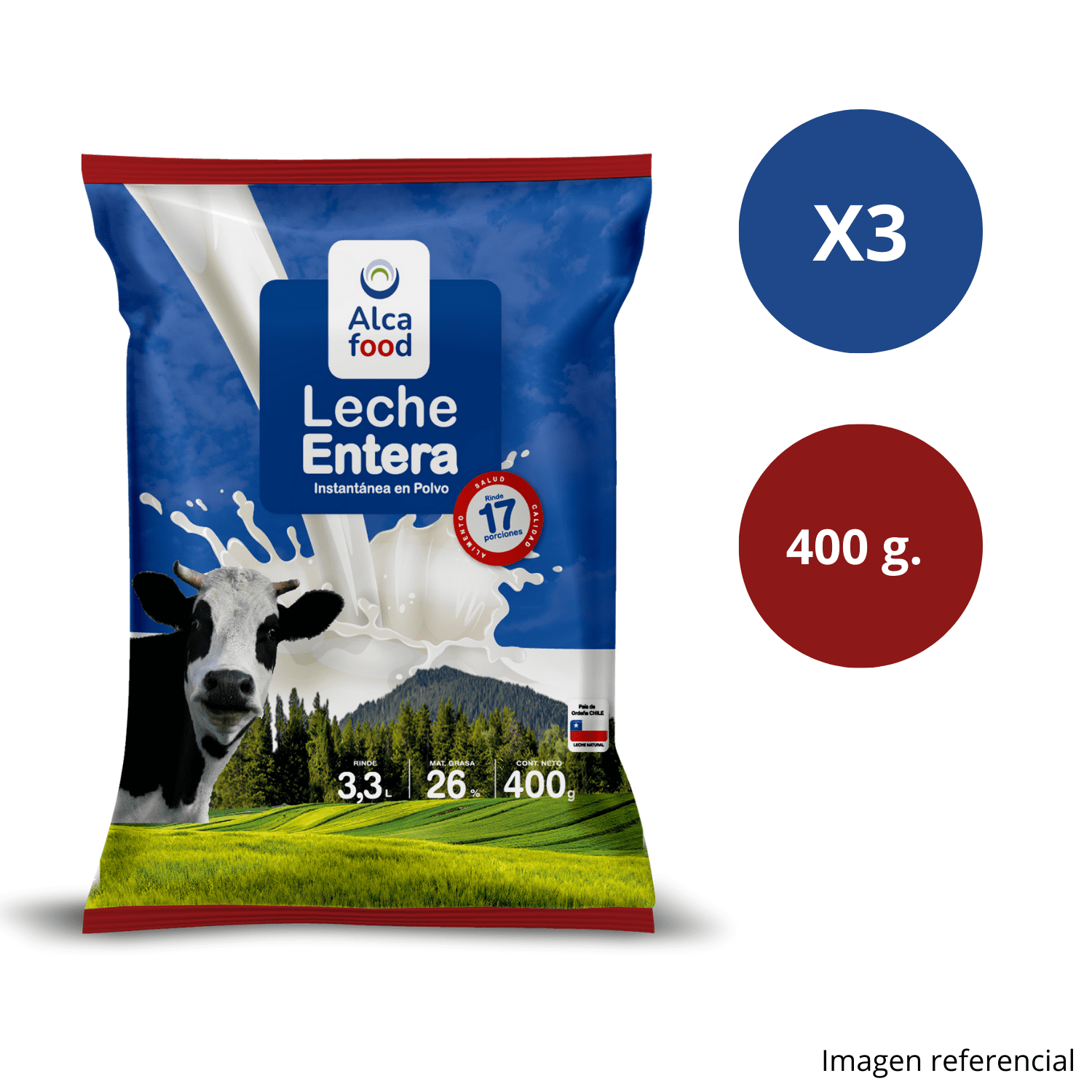 Alcafood - Leche Entera En Polvo 3x 400 Gr