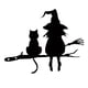 thumbnail image 4 of Arte De Pared Silueta De Metal Estatua De Bruja Y Gato Para Cerca Hogar Interior Al Aire Libre, 4 of 5