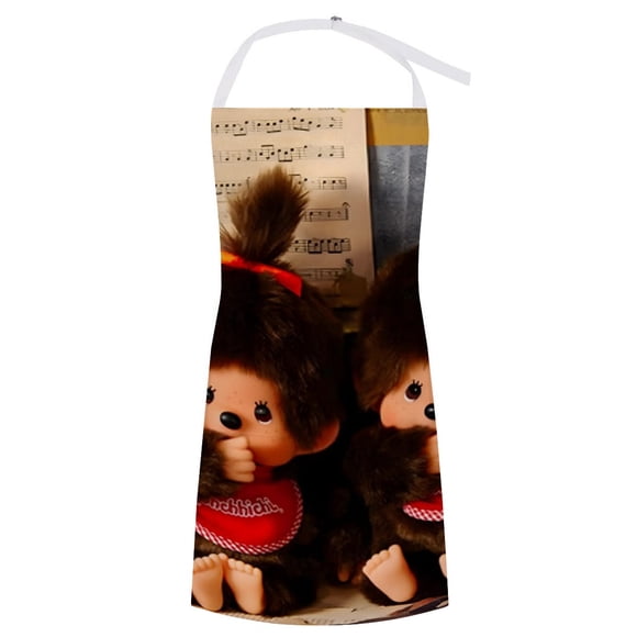 Monchhichi delantal temático para cocinar, esencial para el hogar, delantal de barbacoa/bufanda de cocina con bolsillos para hombres y mujeres, regalo para el hogar