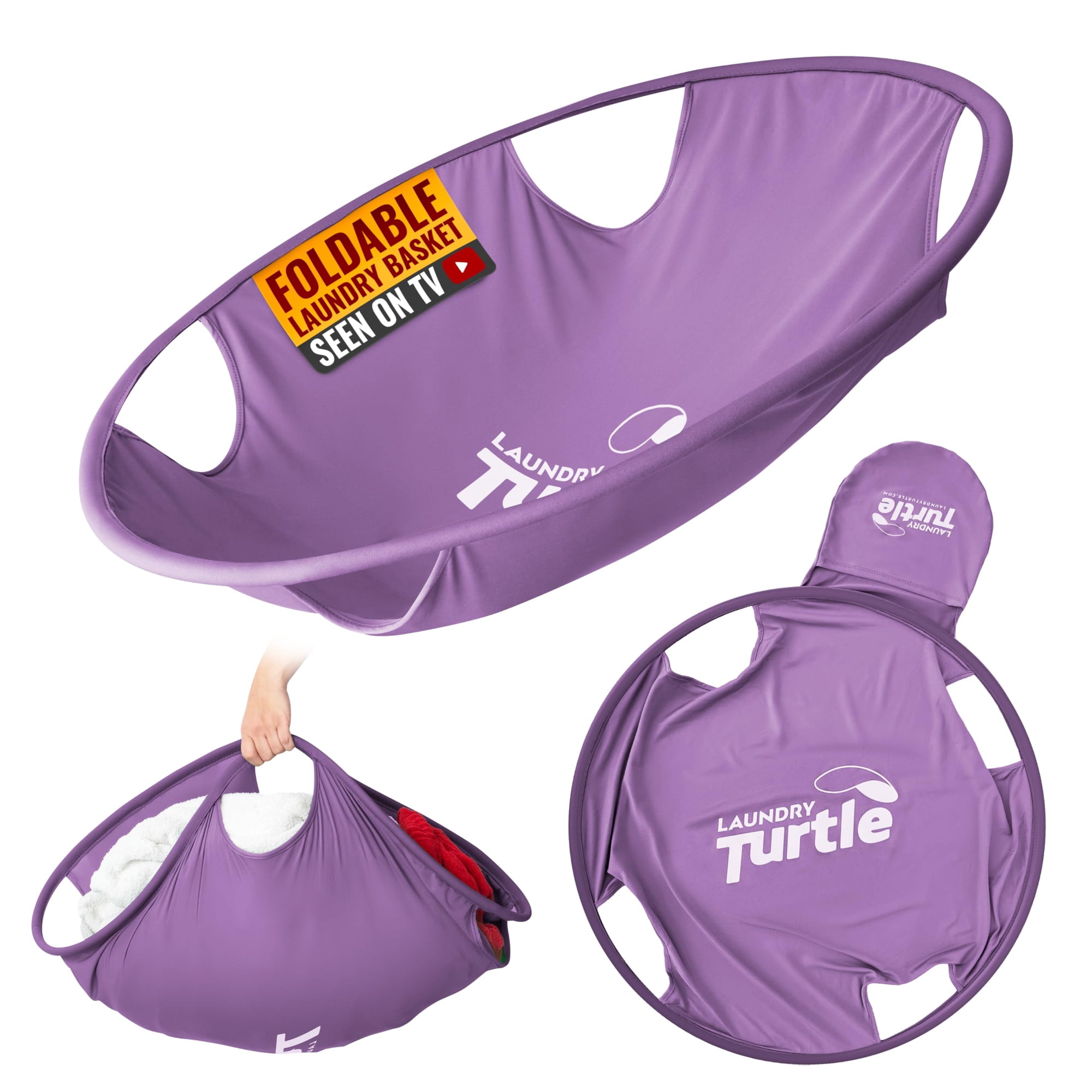 Laundry Turtle - Cesta De Lavandería, Diseño De Tortuga, Plegable, Color Lavanda, Tamaño Grande