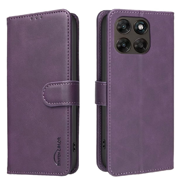 Funda Billetera para Motorola Moto G77 Protección RFID y Soporte Ajustable Morado