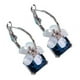 thumbnail image 1 of Aros Flor Coreana Cristal Negro Y Blanca Pendientes Zirconia, 1 of 3