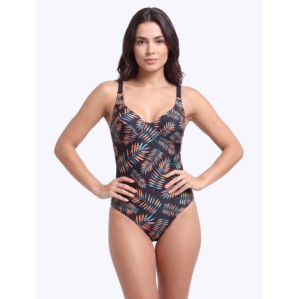 Traje de baño enterito básico estampado verde Talla S