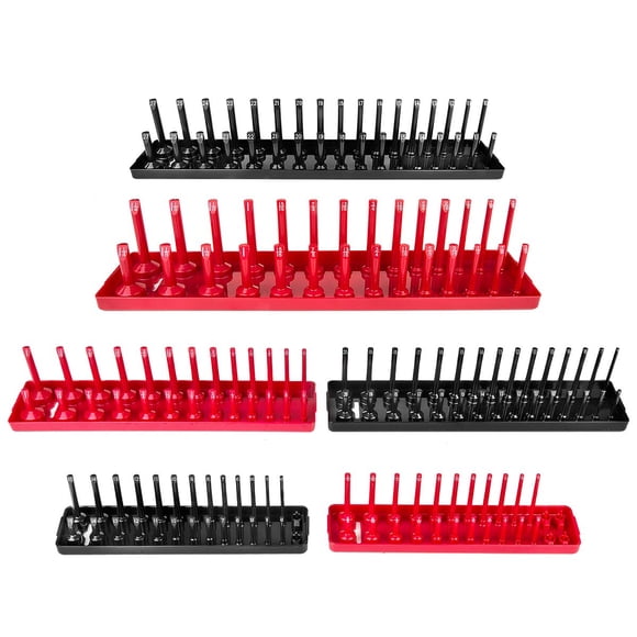 Juego de bandejas organizadoras de enchufes AIUITIO, 6 piezas, SAE y métricas rojo/negro