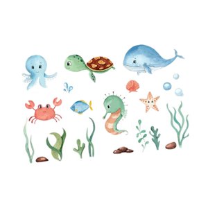 Magideal - Pegatinas De Pared De Peces Oceánicos, Carteles De Pared, Criaturas Marinas Subacuáticas, Decoración De Pared, Calcomanías De Animales Marinos, Papel