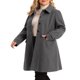 thumbnail image 4 of Abrigo de mujer talla grande Agnes Orinda con cuello vuelto, abotonado, cálido, largo con bolsillo 3X gris, 4 of 6