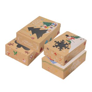 Magideal - Cajas De Galletas Navideñas, Cajas De Golosinas, Embalaje De Ventana, Cajas De Regalo Navideñas, Cajas De Pastelería Para Dulces, Panadería, Pastel, 4 Piezas