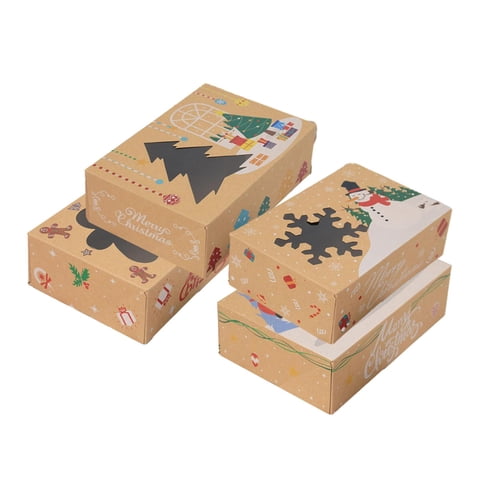 Magideal - Cajas De Galletas Navideñas, Cajas De Golosinas, Embalaje De Ventana, Cajas De Regalo Navideñas, Cajas De Pastelería Para Dulces, Panadería, Pastel, 4 Piezas