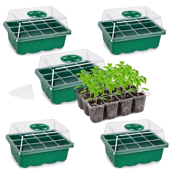 Bandejas Seed Starter Bonviee con cúpula de humedad ajustable, paquete de 5