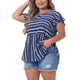 thumbnail image 4 of Agnes Orinda Blusa de Talla Grande para Mujer Boho con Estampado Floral Cuello Redondo Mangas con Volantes Camisas 4X Azul Oscuro, 4 of 6