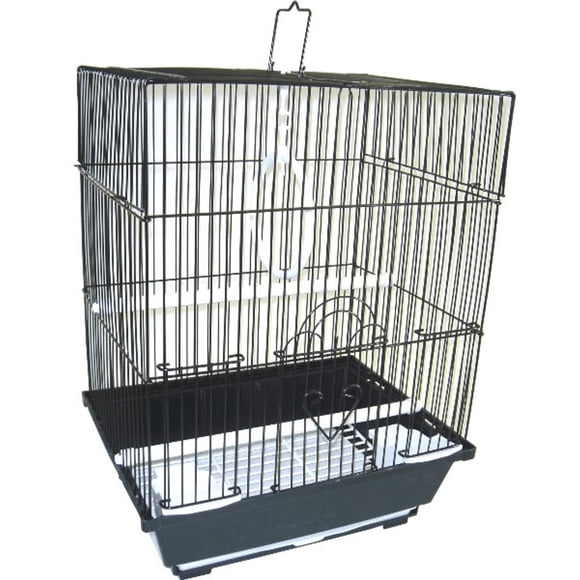 Cage YML A1124MBLK con parte superior plana para periquitos pequeños, 28 x 22 x 35 cm